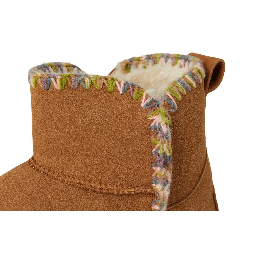 Mia Rubye LGK1050 Girls US 5 M Chestnut Suede Faux Fur Lined Snow Boots HTAT1863